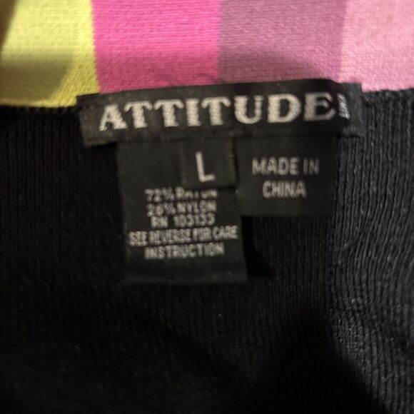 Attitude Knit Single Hook Closure Cardigan Large Black Color block Trim Stretch - Picture 9 of 14